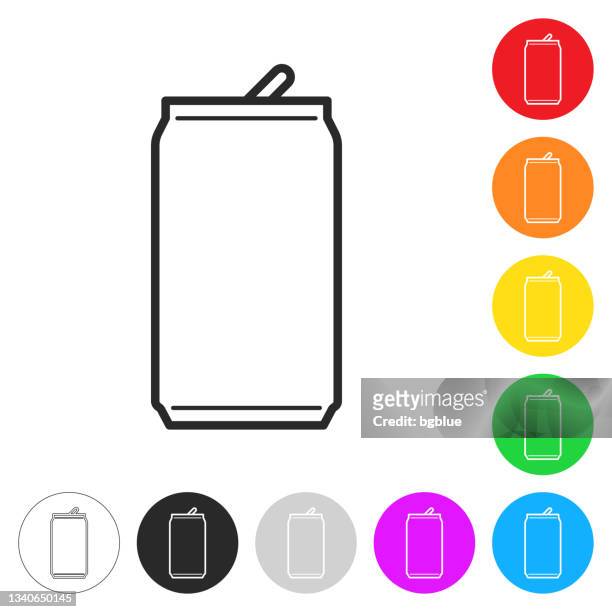 ilustrações de stock, clip art, desenhos animados e ícones de can. flat icons on buttons in different colors - soda bottle