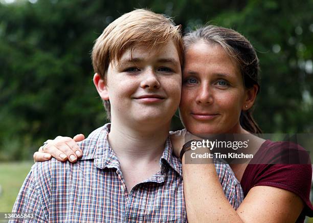 mother and son, portrait - thirteen years old stock pictures, royalty-free photos & images