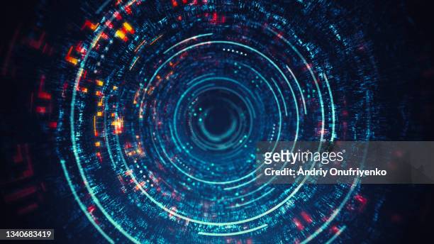 abstract circular data tunnel - technologie stock-fotos und bilder