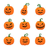 Scary Halloween pumpkin faces