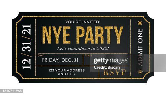Convite para ingressos da NYE. Festa de Ano Novo. Convite para ingressos da NYE. Festa de Ano Novo.