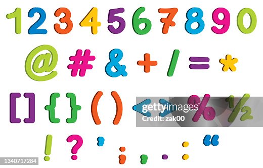 Punctum Numbers Punctuation Marks And Numbers High-Res Vector Graphic - Getty Images