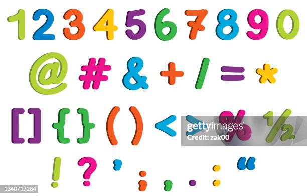 punctuation marks and numbers - 3d character stock illustrations