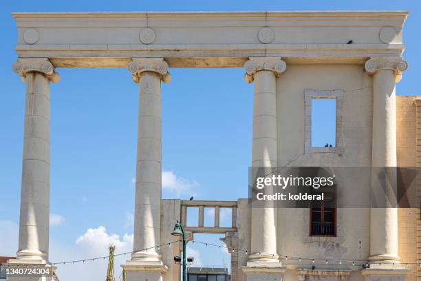 renovated ancient ruins against blue sky - ジャファ ストックフォトと画像