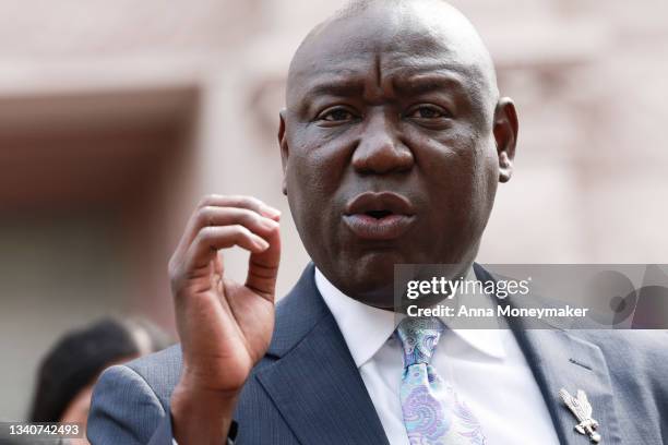 Attorney Benjamin Crump speaks at a news conference on the 2016 fatal police shooting of Terence Crutcher an unarmed Black man, on September 16, 2021...