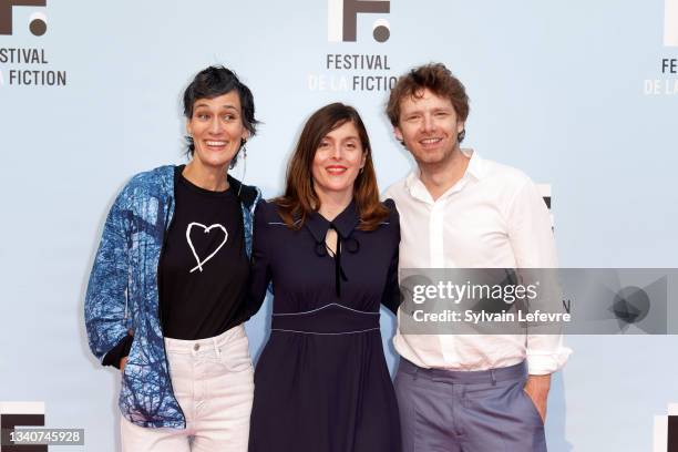 Clotilde Hesme, Valerie Donzelli, Antoine Reinartz attend the photocall for "Nona et ses filles" durintg the Fiction Festival - Day Three on...
