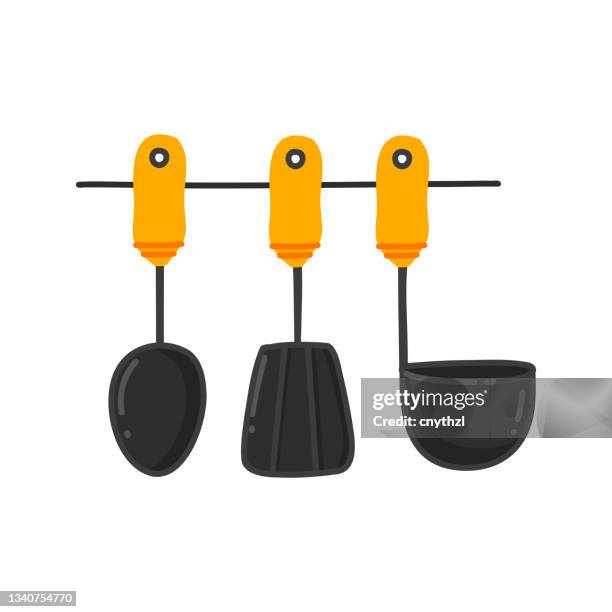 kitchen utensils cartoon style icon. colorful symbol vector illustration - empty kitchen counter stock illustrations