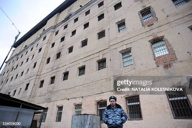 Picture taken on November 25 shows a general view of the notorious Russia's Butyrka remand prison with cell windows in Moscow. AFP PHOTO / NATALIA...