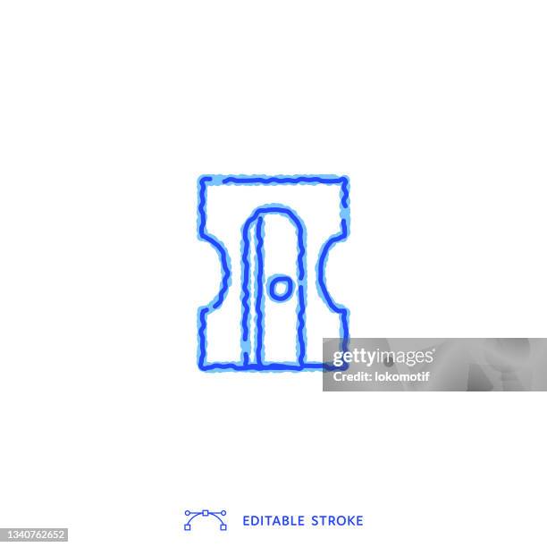 sketchy sharpener icon with editable stroke - pencil shavings stock illustrations