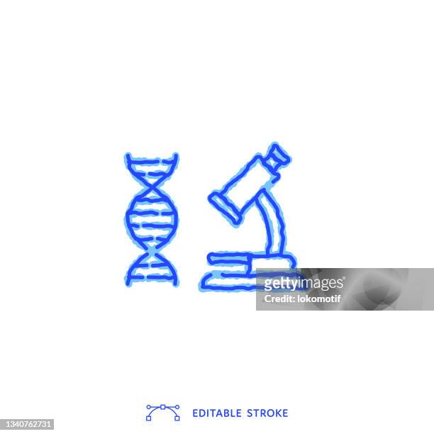 stockillustraties, clipart, cartoons en iconen met sketchy microscope icon with editable stroke - genetic variant