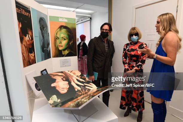 Hamish Bowles and Anna Wintour attend the Conde Nast College BA Fashion Communication Graduate Exhibition during London Fashion Week September 2021...