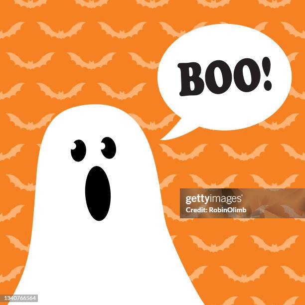 cute ghost saying boo icon - marmalade stock illustrations