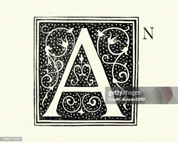 viktorianischer großbuchstabe a, an - buchstabe a stock-grafiken, -clipart, -cartoons und -symbole