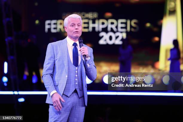 Guido Cantz talks on stage during the German Television Award at Tanzbrunnen on September 16, 2021 in Cologne, Germany.