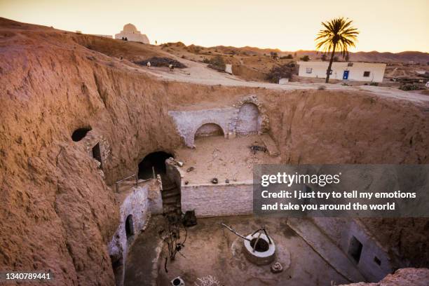 matmata, tunisia - troglodyte dwellings, home interior. middle eastern africa - ancient roman flag stock pictures, royalty-free photos & images