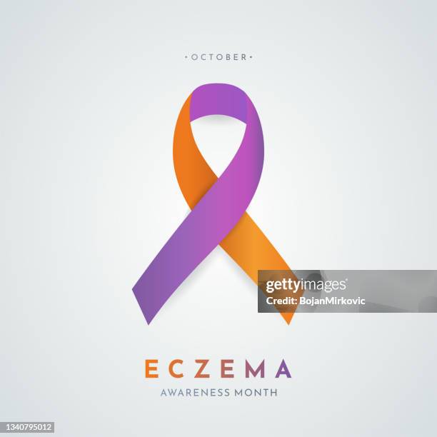 ilustraciones, imágenes clip art, dibujos animados e iconos de stock de tarjeta del mes de concientización sobre el eczema. vector - eczema