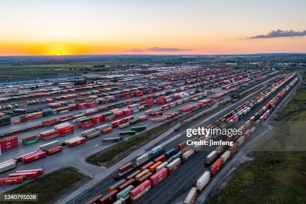 canadian pacific railway vaughan intermodal terminal in, kleinburg, canada - rail freight stock pictures, royalty-free photos & images