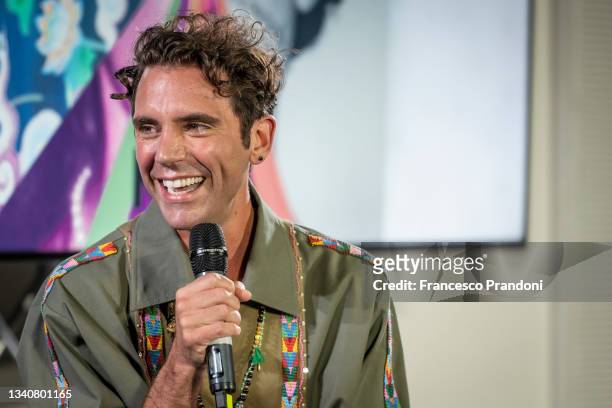British-Lebanese singer Mika speaks at the 2021 edition of Il tempo delle donne at the Triennale on September 16, 2021 in Milan, Italy.