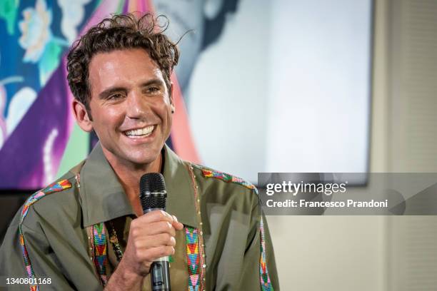 British-Lebanese singer Mika speaks at the 2021 edition of Il tempo delle donne at the Triennale on September 16, 2021 in Milan, Italy.