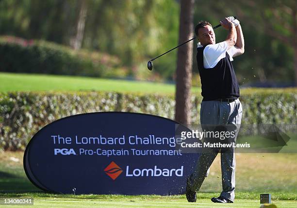 Richard Muscroft of Schloss Westerholt Golf Club tees off on the 10th hole during day one of the Lombard Challenge PGA Pro-Captain Tournamnet at the...