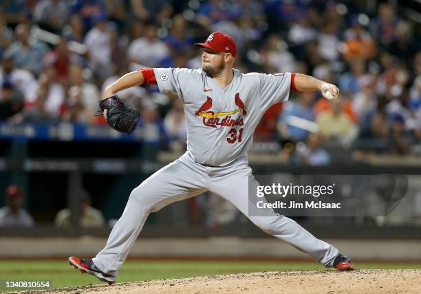 Jon Lester of the St. Louis Cardinals in action against the New York Mets at Citi Field on September 15, 2021 in New York City. The Cardinals...