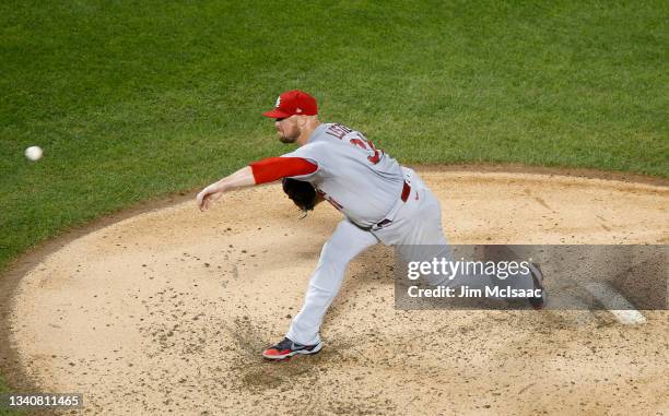 Jon Lester of the St. Louis Cardinals in action against the New York Mets at Citi Field on September 15, 2021 in New York City. The Cardinals...