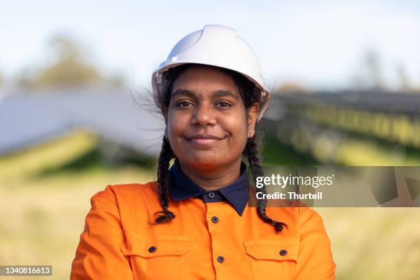 portrait of female aboriginal australian worker - aboriginal australia stock pictures, royalty-free photos & images