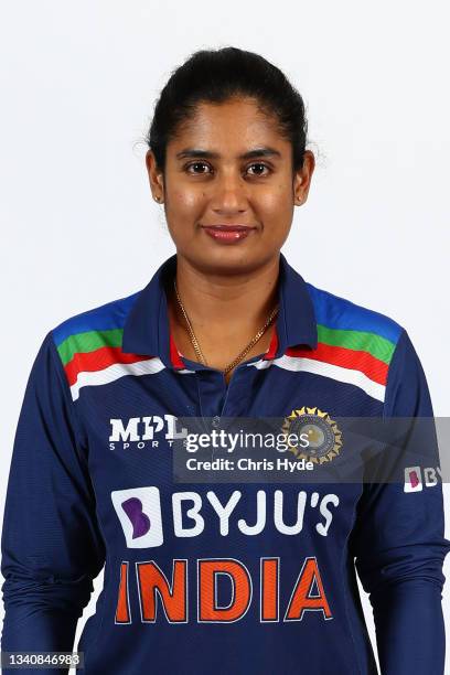 Mithali Raj poses during the India Women's Cricket Team headshots on September 15, 2021 in Brisbane, Australia.