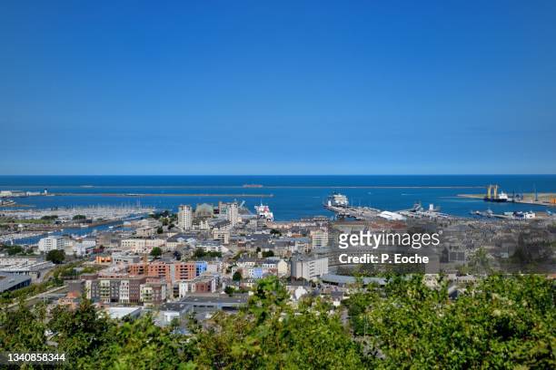 cherbourg-en-cotentin, the city seen from the mont des résistants. - cherbourg stock pictures, royalty-free photos & images