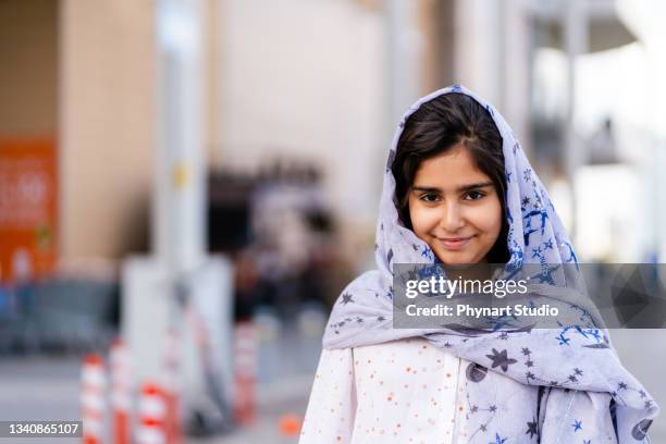 middle eastern adolescent portraits - islamic kids stock pictures, royalty-free photos & images