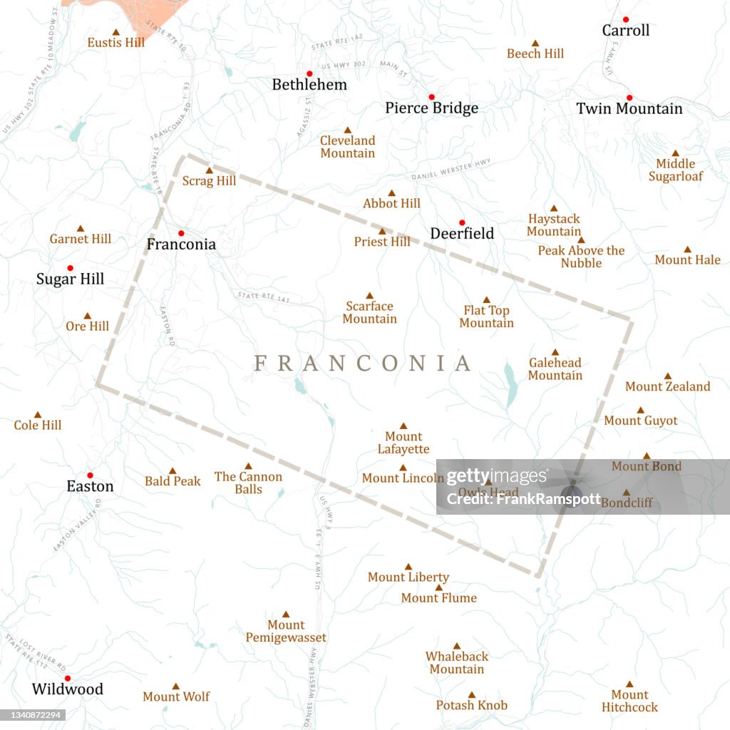 NH Grafton Franconia Vector Road Map
