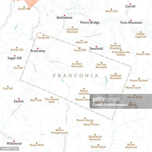 nh grafton franconia vector road map - franconia new hampshire stock illustrations