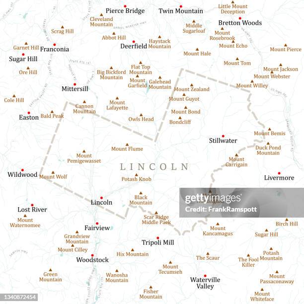 nh grafton lincoln vector road map - lincoln new hampshire stock illustrations