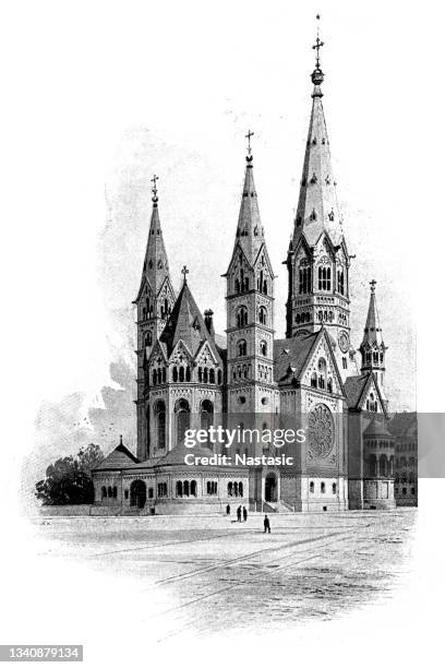 ilustrações, clipart, desenhos animados e ícones de igreja memorial kaiser wilhelm em berlim, alemanha - alemanha imperial século xix - memorial kaiser wilhelm