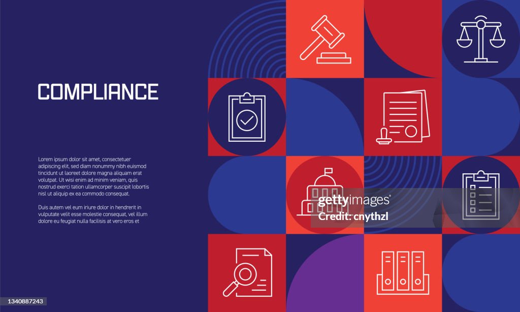 Compliance Related Design with Line Icons. Simple Outline Symbol Icons.