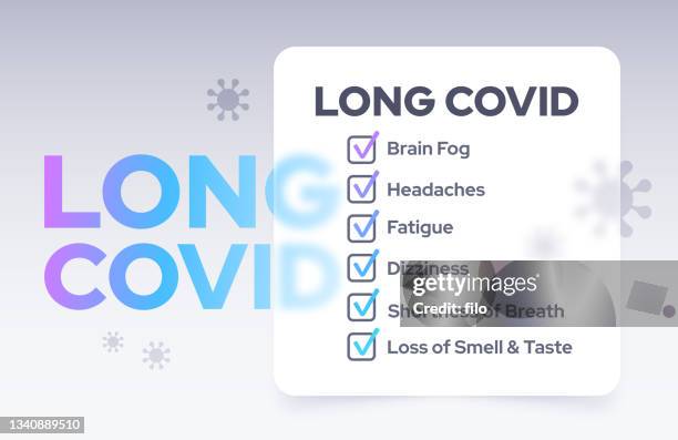 illustrations, cliparts, dessins animés et icônes de diagnostic des symptômes de la covid-19 à long - symptome