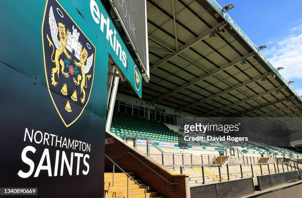 General view of Franklins Gardens during the Northampton Saints training session held at Franklin's Gardens on September 16, 2021 in Northampton,...