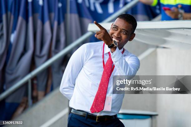 Gelson Fernandes, Vice President of FC Sion reacts before the Super League match between FC Lausanne-Sport and FC Sion at Stade de la Tuiliere on...