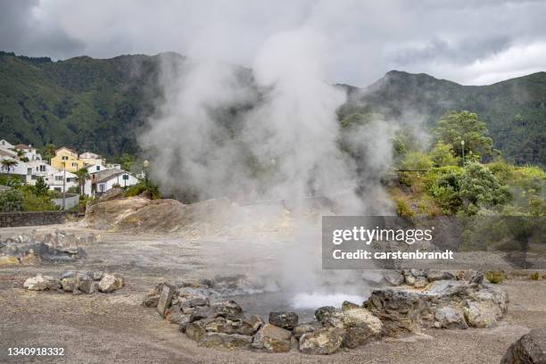 geothermal area in the center of a town - sulphur stock pictures, royalty-free photos & images