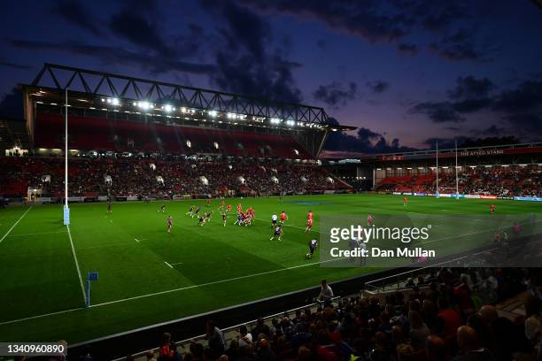 General view of play during the Gallagher Premiership Rugby match between Bristol Bears and Saracens at Ashton Gate on September 17, 2021 in Bristol,...
