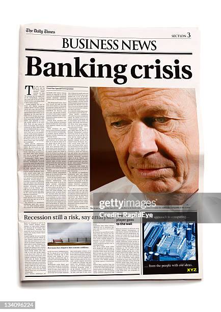 giornale: bancaria di crisi - banking crisis foto e immagini stock