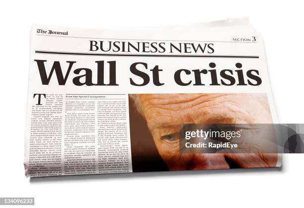 newspaper: wall st crisis - newspaper headline stock pictures, royalty-free photos & images