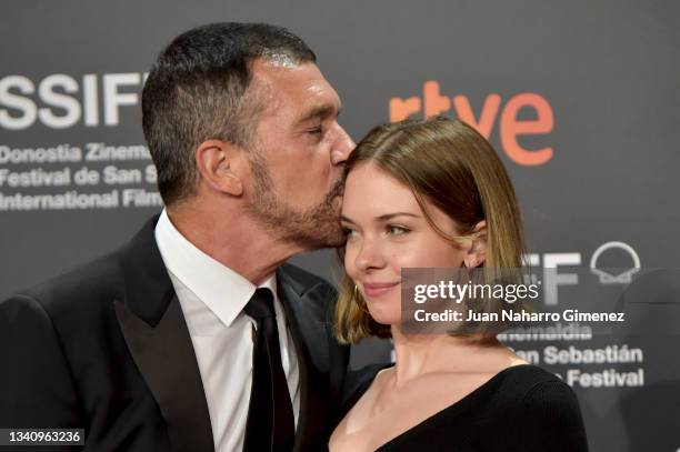 Antonio Banderas and Stella del Carmen Banderas attend 'Rosa Rosae. La Guerra Civil-Corto' premiere during 69th San Sebastian Film Festival at...