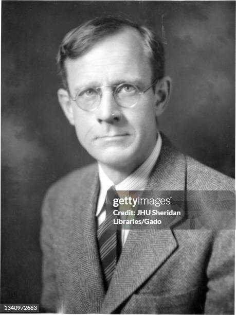Portrait of Albert Lanphier Hammond, alumnus and instructor at Johns Hopkins University , later writer at The Baltimore Sun, seated wearing blazer...