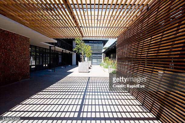 op-art pergola - architecture wood stock pictures, royalty-free photos & images