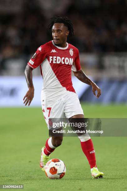 Gelson Martins of AS Monaco during the UEFA Europa League group B match between AS Monaco and Sturm Graz at Stade Louis II on September 16, 2021 in...