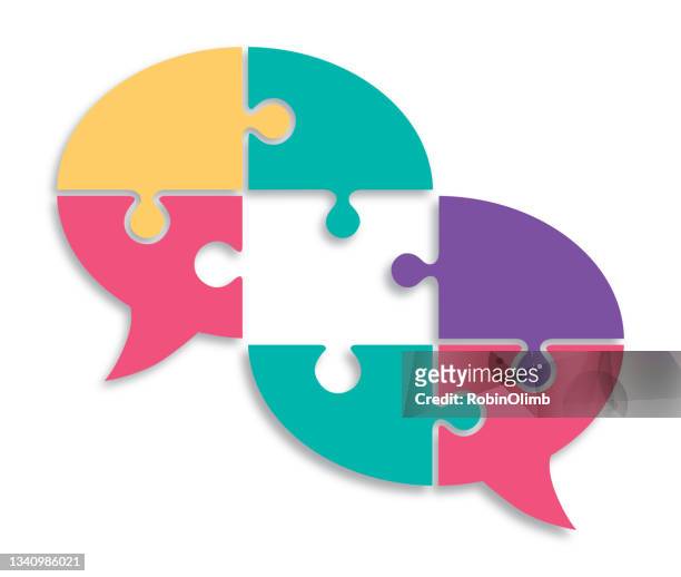 puzzle speech bubbles with shadow icon - failure stock illustrations
