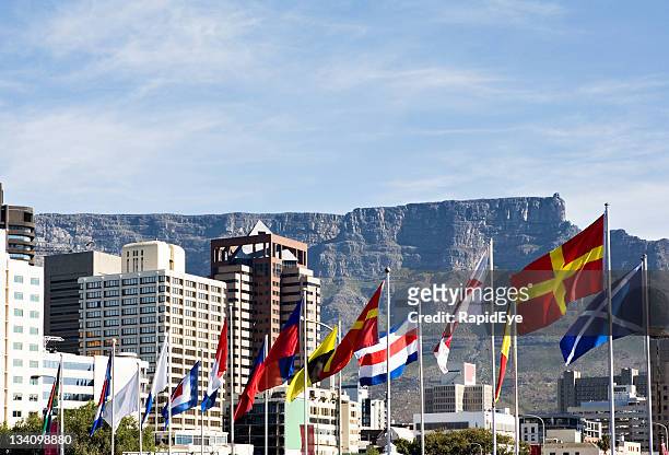 cape town with nautical flags - cape town cbd stock pictures, royalty-free photos & images