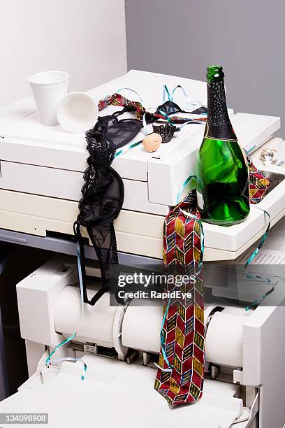 office debauchery tableau - trousers down stock pictures, royalty-free photos & images