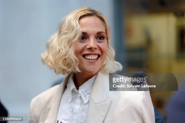 Alysson Paradis attend the photocall for "Les particules elementaires" during the Fiction Festival - Day Four on September 17, 2021 in La Rochelle,...